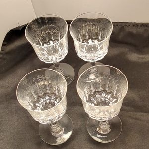 Set of 4 crystal clear cordial glasses. Excellent condition.